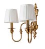 Gold European-style Double Light Steel Wall Sconce With 6 Inch Pleated Fabric Shades