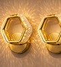 Gold Finish Novelty Wall Light Hexagon Design Set of 2