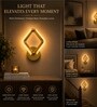 Gold Finish Novelty Wall Light Square Design Set of 2