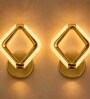Gold Finish Novelty Wall Light Square Design Set of 2