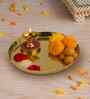 Gold Finish Modern Steel Pooja Thali