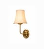 Gold Finish Wall Mounted Lamp with Off-White Cotton Shade & Bedroom