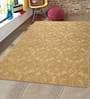 Gold Floral Microfibre 6 ft x 9 ft Hand Tufted Carpet