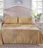 Gold Floral Print 400 TC Cotton King Size Bed Sheet with 2 Pillow Covers Classical Ornate Collection