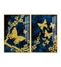 Gold Foil Butterfly Acrylic Art Framed Art Panel (Set Of 2)