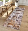 Gold Abstract Microfiber 5 ft x 2 ft Machine Made Runner