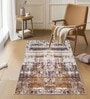 Gold Abstract Nylon 3 X 5 Feet Machine Made Carpet