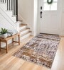 Gold Abstract Nylon 3 X 5 Feet Machine Made Carpet