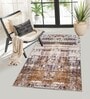 Gold Abstract Nylon 3 X 5 Feet Machine Made Carpet