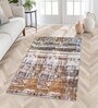 Gold Geometric Nylon 4 X 6 Feet Machine Made Carpet