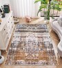 Gold Geometric Nylon 4 X 6 Feet Machine Made Carpet