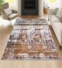 Gold Geometric Nylon 4 X 6 Feet Machine Made Carpet