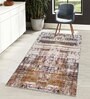 Gold Abstractal Microfiber 3 x 5 Feet Machine Made Carpet