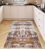 Gold Abstractal Microfiber 3 x 5 Feet Machine Made Carpet