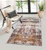 Gold Abstractal Microfiber 3 x 5 Feet Machine Made Carpet