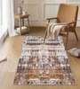 Gold Abstractal Microfiber 3 x 5 Feet Machine Made Carpet