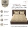 Gold Glace Cotton Floral Print Elastic Fitted King Bedsheet With 2 Pillow Covers