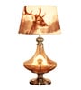 Livorno White & Brown Fabric Shade Table Lamp With Glass Base