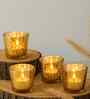 Gold Glass Table Tea Light Holders & Votives (Pack Of 4)