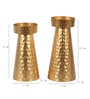 Gold Hammered Cone Candle Stand Set of 2