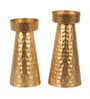Gold Hammered Cone Candle Stand Set of 2