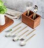 Gold Hammered Steel Head  Cutlery Set of Twelve