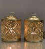 (Set Of 2) Gold Metal Hanging Tea Light Holder