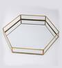 Gold Hexagonal With Brass Frame Serving Tray Desk Organizer