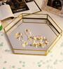 Gold Hexagonal With Brass Frame Serving Tray Desk Organizer
