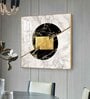 Gold-Infused Black Marble Glass Finish Square Wall Art