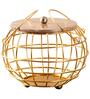 Cache wire basket with lid in Gold Color