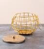 Cache wire basket with lid in Gold Color