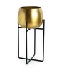 Gold Iron "The Golden Rounds" Planter Pot With Crossed Stand