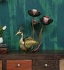 Gold Iron Metal Painted Peacock Tealight Bird Figurine