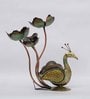 Gold Iron Metal Painted Peacock Tealight Bird Figurine