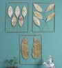 Gold Rectangular Leaves Wall Decor Set of 3
