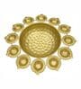 Gold Iron Urli with 12 Attached Diya Holders