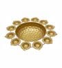 Gold Iron Urli with 12 Attached Diya Holders