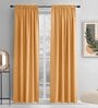 Gold lightweight Satin Solids 7ft Light Filtering Rod Pocket Door Curtains (2 Pcs)
