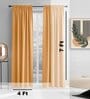 Gold lightweight Satin Solids 7ft Light Filtering Rod Pocket Door Curtains (2 Pcs)