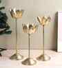 Gold Lotus Candle Holder Set of 3