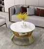 Gold Marble Coffee Table In White Finish