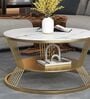 Gold Marble Coffee Table In White Finish