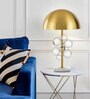 Corner Gold Metal Shade Table Lamp With Marble Base
