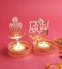 Gold Metal & Thread (Set of 2) Diya