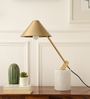 Gold Metal Cone Shade Lamp with white Marble Base