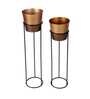 Set Of 2 Gold Metal Floor Planters