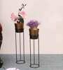 Set Of 2 Gold Metal Floor Planters