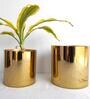 Gold Metal Grace Desk Pot Desk Pot (Set Of 2)