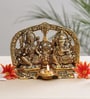 Gold Metal Lakshmi Ganesh Seated With Diya